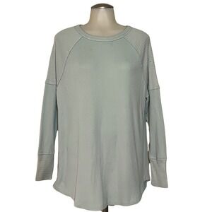 SO Juniors Long Sleeve Waffle Knit Thermal Top Tunic Light mint green Sz L Note